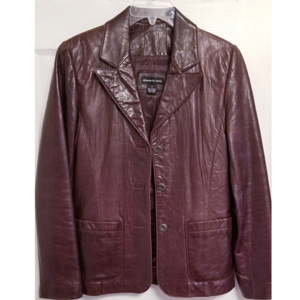 Elements by Vakko Vintage Leather Crocodile Blazer